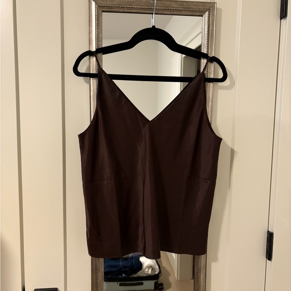 Madewell Women’s Brown V-Neck Satin Cami Top